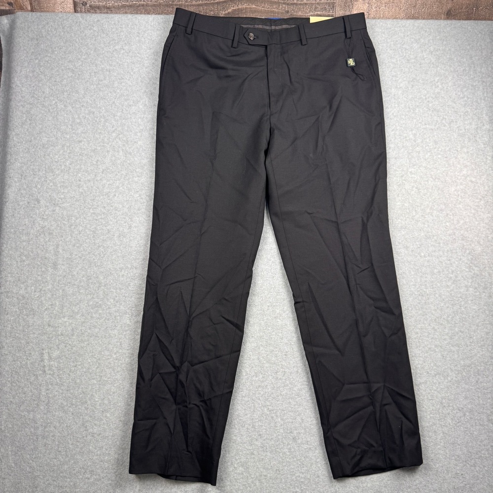 Lauren Ralph Lauren Dress Pants Mens 36x30 Black 100% Wool Total Comfort NEW